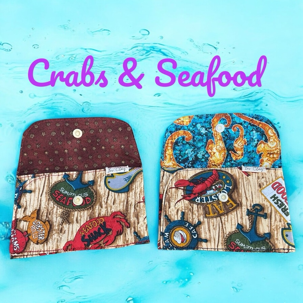 Colorful Seafood Print Wallet Gift Card Holder New Handmade by Darling Darce